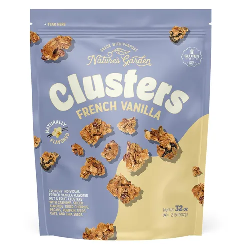 Miniatura 8 de Nature’s Garden Clusters de maní crujiente, bolsa de 32oz – Grandes bocados de mezcla de frutos secos y pretzel con almendras, nueces pecanas