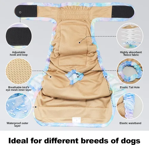 Miniatura 5 de Reusable Dog Diapers Female Washable, Premium Doggie Diaper for Dogs, Pack of 3, Highly Absorbent Small Dog Diaper for Heat, Incontinence and Puppy
