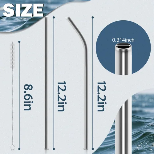 Miniatura 5 de para Stanley Quencher Vaso de 40 onzas 6x Pajillas de Acero Inoxidable Metálico, Pajillas de Reemplazo Extra Largas/Altas de 12 Pulgadas para Taza
