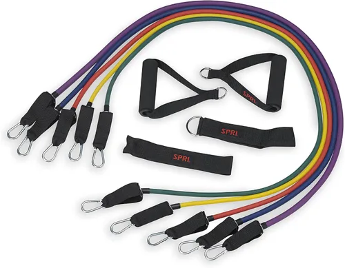Kit de bandas de resistencia SPRI - Tubos intercambiables de entrenamiento de resistencia para tonificación de cuerpo completo - Incluye 5 bandas de