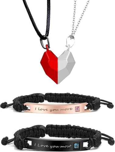 Juego de collares para parejas, pulseras para él y ella, para su reina, su rey, para parejas, regalo para la pareja