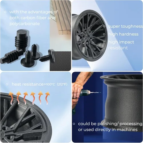Miniatura 5 de Filamento de fibra de carbono PRILINE, filamento de fibra de carbono y policarbonato para impresora 3D de 1.75 mm, filamento de fibra de carbono