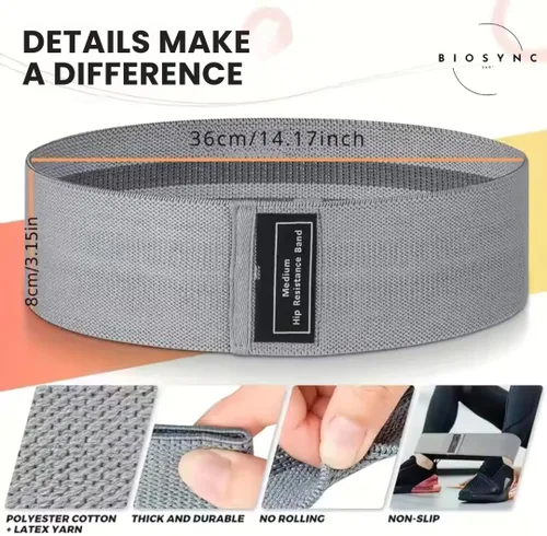 Miniatura 6 de Bandas de tela para glúteos Banda de ejercicio para piernas y glúteos Resistencia de tela Bandas de resistencia de cadera con guía