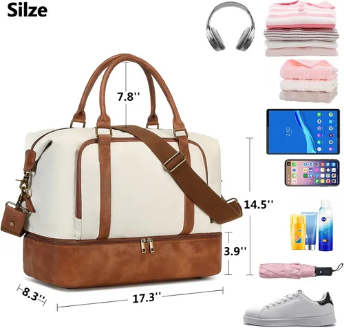 Miniatura 38 de CAMTOP - Bolsa de viaje de fin de semana para mujer, bolsa de lona con espacio para laptop de15.6 pulgadas