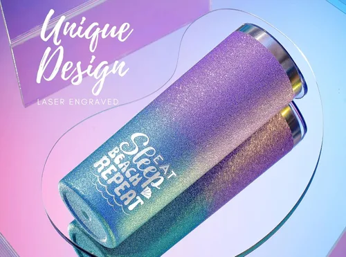 Miniatura 2 de Onebttl Regalos de playa para mujeres, vaso delgado de 20 onzas con tapa y pajita, regalos temáticos de playa para amantes de la playa, azul Repetir