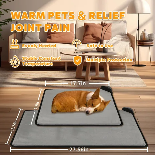 Miniatura 4 de Almohadilla térmica para mascotas para gatos y perros, almohadilla térmica eléctrica segura para gatos con cable resistente a las masticaciones