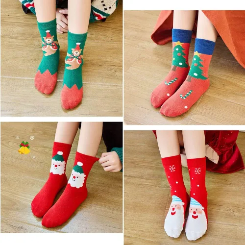 Miniatura 5 de SUITBOY Calcetines de Navidad para niños, calcetines antideslizantes para bebés, regalos coloridos de Navidad para niños y niñas, calcetines cálidos