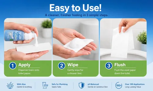 Miniatura 3 de Refresh Liquid Wipe: Espuma de papel higiénico Alternativa ecológica de toallitas húmedas desechables Limpia y calma con hamamelis y aloe