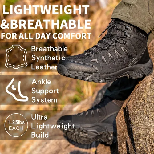 Miniatura 4 de SHULOOK Hiking Boots Men Waterproof Mid Boots Non-Slip LightWeight Comfortable