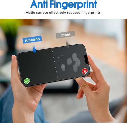 Miniatura 4 de [Paquete de 2] Ambison Protector de Pantalla de Vidrio Mate Diseñado para iPhone 16e/iPhone 14/iPhone 13/13 Pro, Marco de Instalación/Sin