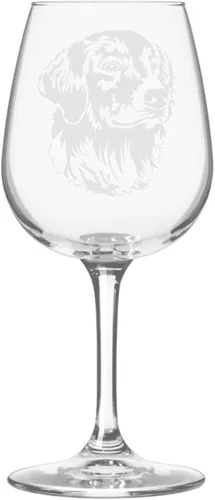 Copa de vino de 12.75 onzas con diseño de perro grabado , G, Golden retriever