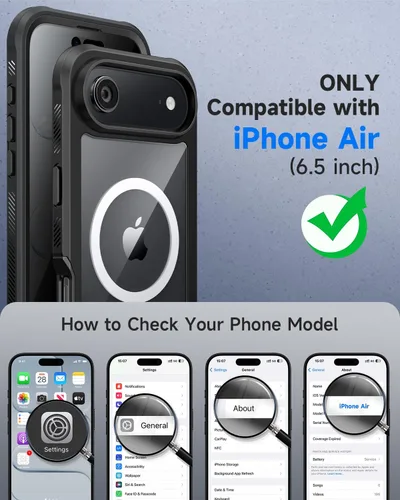 Miniatura 5 de seacosmo para iPhone Air Funda, Carcasa Completa con Protector de Privacidad de Vidrio Templado 9H Integrado y Protector de Lente de Cámara