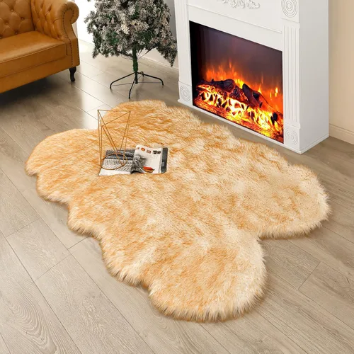 Miniatura 20 de Alfombra de piel sintética de 2 x 6 pies, color beige, lavable a máquina, súper suave, esponjosa, alfombra de piel de oveja mullida para dormitorio