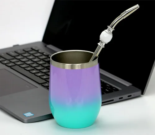 Miniatura 4 de Pajitas de yerba mate de alta calidad, pajitas reutilizables de acero inoxidable con cuentas de colores, juego con filtro de cabeza extraíble Blanco
