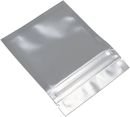 Miniatura 5 de FERENLI 100 piezas Bolsa de almacenamiento de alimentos de Mylar con cierre de cremallera, parte delantera mate de aluminio con ventana, bolsa Rosado