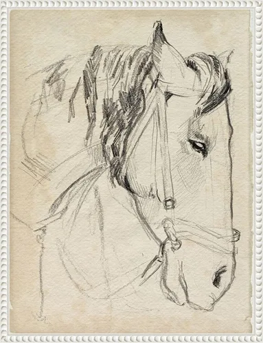 Miniatura 7 de Amanti Art Lienzo enmarcado para pared, diseño de caballo en brida, 24 x 18 pulgadas, boceto I de Jennifer Paxton Parker, lienzo enmarcado