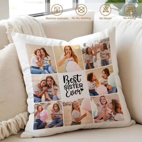 Miniatura 5 de Almohada personalizada con imagen y texto, incluye inserto, almohada de fotos personalizada de doble cara 5 tamaños y 10 colores opcionales