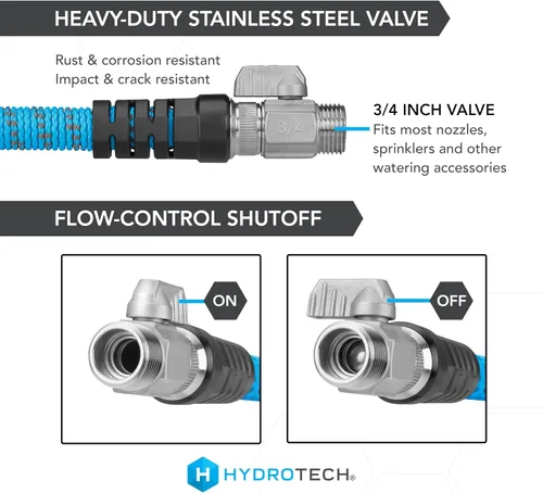 Miniatura 5 de HydroTech Manguera de jardín expandible de 25 pies - Serie Pro, flujo máximo 2x, flexibilidad sin dobleces de 3/4", manguera ligera para césped