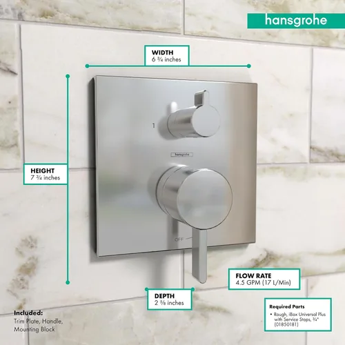 Miniatura 4 de hansgrohe Ecostat Válvula de presión de balance moderno para ducha con desviador en cromo, 15862001