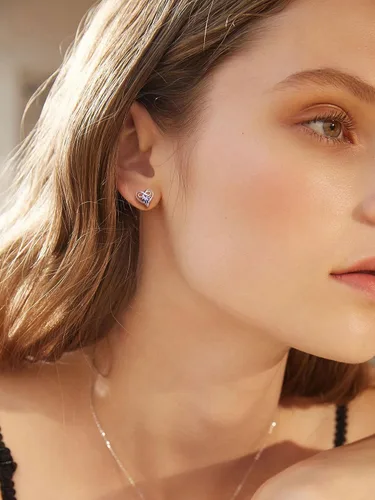 Miniatura 7 de SILVERCUTE Aretes de corazón infinito con piedra natal para mujer, plata de ley 925, joyería de moda, regalo de San Valentín, aniversario