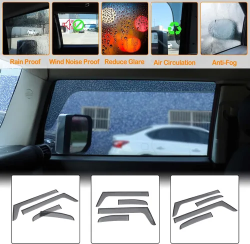 Miniatura 4 de Protectores de lluvia para ventana lateral de automóvil, deflectores compatibles con Toyota FJ Cruiser 2007-2021 para ventana de canal delantero