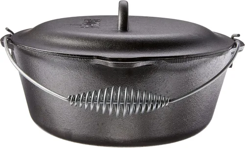 Miniatura 20 de Lodge Horno holandés de hierro fundido pre-sazonado de 5 cuartos de galón con tapa, mango de alambre para una fácil transferencia de la superficie