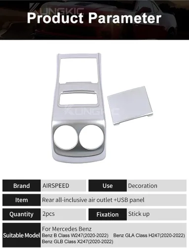Miniatura 2 de KUNGKIC Para Benz GLB X247 GLA Cubierta del panel de salida de aire trasero Aircon Vents, cubierta de panel de salida de aire, adhesivo protector
