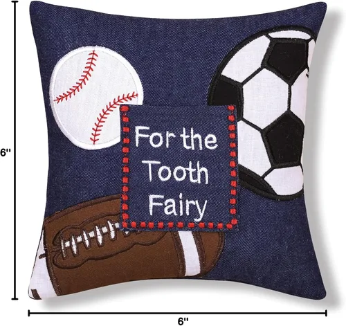 Miniatura 7 de C&F Home Mini almohada bordada con bolsillo para niños y niñas, diseño de hadas de dientes, pequeña almohada decorativa de 6 x 6 pulgadas