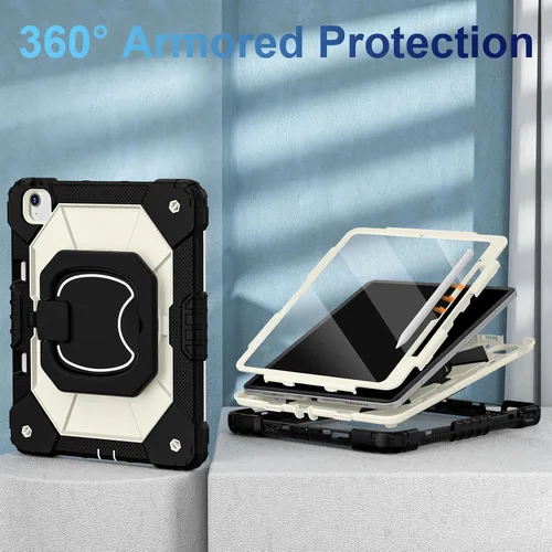 Miniatura 2 de WESOROL Funda para iPad Air de 13 pulgadas M4/M3/M2 2026/2025/2024 con soporte para lápiz, protector de pantalla, soporte giratorio de 360°, funda