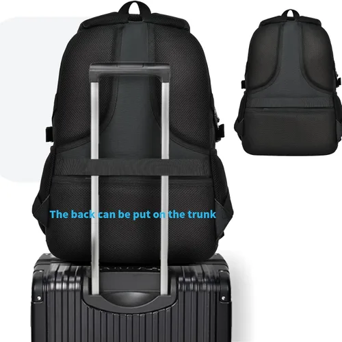Miniatura 7 de Mochila ligera de camuflaje negro, compartimento para portátil de 15-17 pulgadas, para escuela, universidad, viajes, Casual