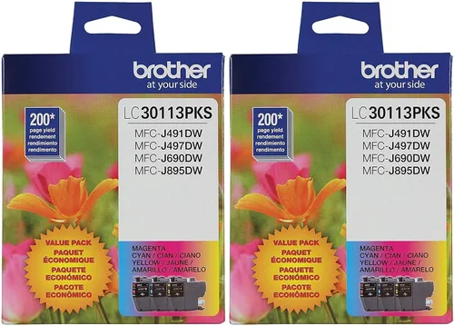Brother - LC30113PKS paquete de 3 cartuchos de tinta de color de rendimiento estándar, rendimiento de página de hasta 200 páginas por cartucho,