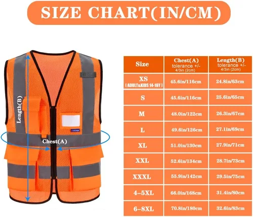 Miniatura 2 de A-SAFETY Chaleco reflectante de seguridad de malla de alta visibilidad con bolsillos y cremallera, chaleco de seguridad reflectante Hi Vis Viz