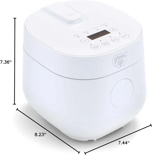 Miniatura 8 de GreenLife Olla Digital para Arroz y Frijoles, 2 Tazas Sin Cocinar/4 Tazas Cocidas, Olla de Cerámica Antiadherente Extraíble Libre de PFAS