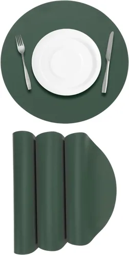 Miniatura 16 de UXCELL 4 manteles individuales de piel sintética para mesa de comedor, manteles redondos de piel sintética, resistentes al calor, impermeables, a