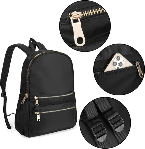 Miniatura 5 de Uromee Mochila para mujer, bolsa de hombro impermeable de nailon para viaje, 269 negro, Mochilas Daypack