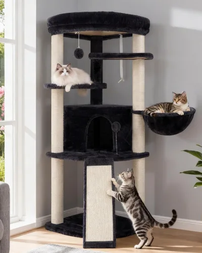 Miniatura 15 de Gitelsnour Árbol esquinero para gatos de interior, torre para gatos con todos los postes rascadores de sisal, condominio para gatos de varios
