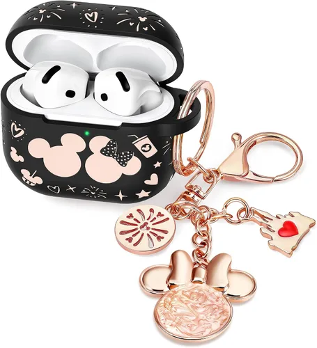 Miniatura 9 de Con bonito llavero) Girovo Compatible con AirPods Pro 3 Case (2025) Mujer Silicona Suave Dos Tonos Divertidos Dibujos Animados Grabados Portátil
