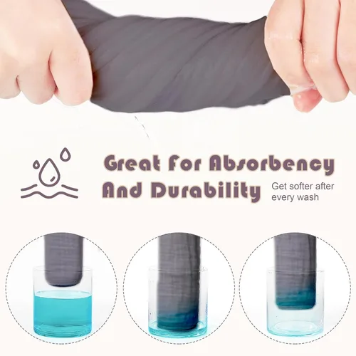 Miniatura 5 de Ease Cubs Paños de Eructar de Muselina Grandes 100% Algodón Toallitas de Mano para Niños y Niñas, Artículos Esenciales para Bebés Extra Absorbentes