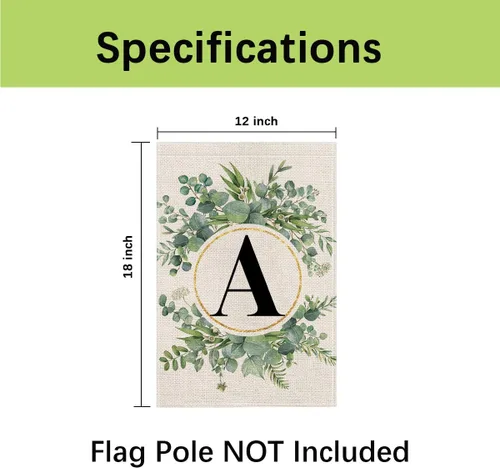 Miniatura 6 de wyooxoo Bandera de jardín floral con monograma de letra A, de 12 x 18 pulgadas, doble cara para exteriores, familia, apellido, bandera inicial