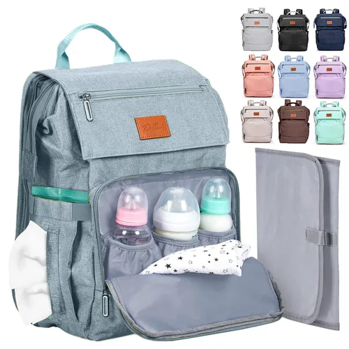Miniatura 13 de PILLANI Mochila para Pañales de Bebé - Bolsa Grande para Niños y Niñas, Mochila Impermeable para Pañales - Bolsas de Pañales de Viaje con R. Beige