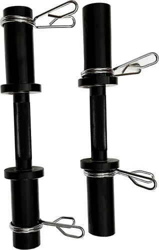 Miniatura 5 de Olympic Loadable Dumbbell Handle, 16 Inch Steel Barbell with 2 Pairs Collar Clips, 200lb Capacity for Home Gym, Weightlifting, Strength Training and