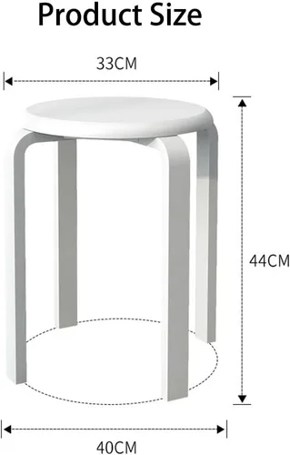 Miniatura 3 de Juego de 6 taburetes apilables de madera curvada, modernos taburetes de bar curvos con almohadillas anslizantes, redondos de madera para cocina