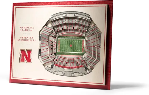 Miniatura 4 de YouTheFan NCAA Nebraska Cornhuskers Arte de Pared 3D StadiumView de 5 Capas - Memorial Stadium