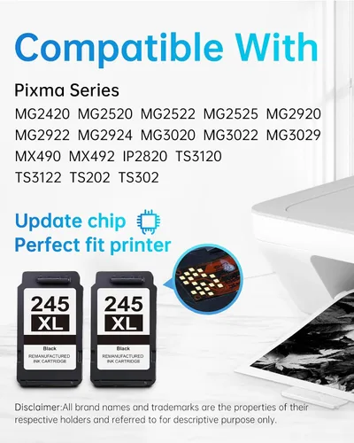 Miniatura 2 de LEMERO Cartucho de tinta de repuesto 245XL para Canon 245XL negro PG-245 245 XL Cartucho de tinta negra compatible con Canon Pixma MG2522 MG2500
