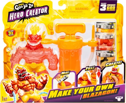 Miniatura 4 de Heroes of Goo Jit Zu Hero Creator - Crea tu propia figura de acción estirable Blazagon, 3 rellenos únicos