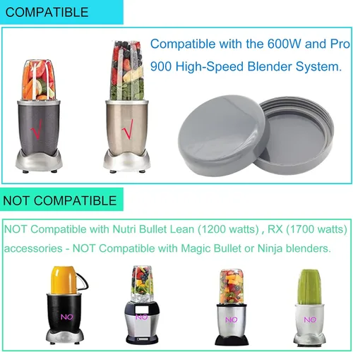Miniatura 4 de Paquete de 2 piezas de repuesto para tapas de tazas compatibles con Nutribullet 600 w/900 W, piezas de accesorios resellables con junta