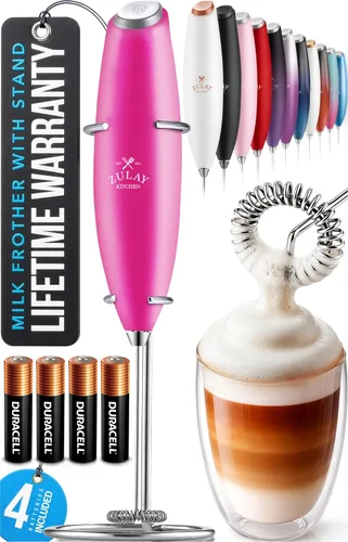 Miniatura 94 de Zulay Kitchen Espumador de leche de mano con pilas Duracell AA – Mezclador eléctrico ultrarrápido y creador de espuma, mezclador de bebidas fácil