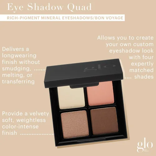 Miniatura 2 de Glo Skin Beauty Sombra de ojos Quad Cuatro tonos combinados por expertos para una declaración de ojos personalizada, (Bon Voyage)