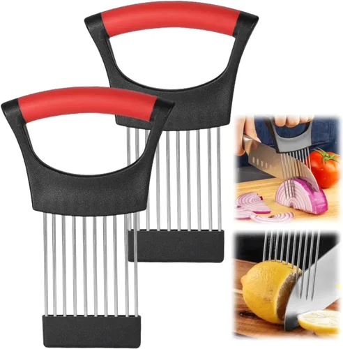 Miniatura 11 de Soporte para rebanar cebollas, nuevo soporte de acero inoxidable 2024 para cortar, herramienta auxiliar de picadora, cortador para carne, cebolla