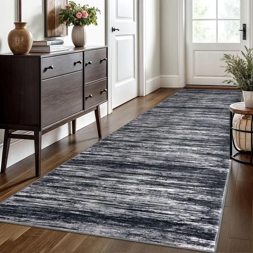 Miniatura 104 de SIILOOM 2 x 3 Alfombra moderna y abstracta para entrada, alfombra neutra azul marino gris multicolor súper suave de área pequeña, alfombras lavables